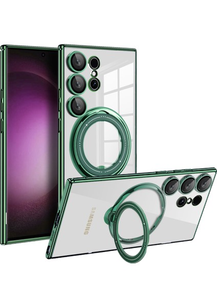 Samsung Galaxy S24 Ultra Rotate Manyetik Yüzük Kickstand Pc+Tpu Telefon Kapağı (Yurt Dışından)