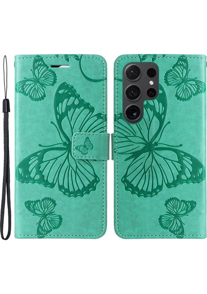 Samsung Galaxy S24 Ultra Kelebek Deri Deri Telefon Kapağı (Yurt Dışından)