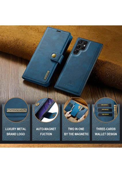 Samsung Galaxy S24 Ultra Söndürülebilir Bölünebilir Deri Kapak Stand Cüzdanı (Yurt Dışından)