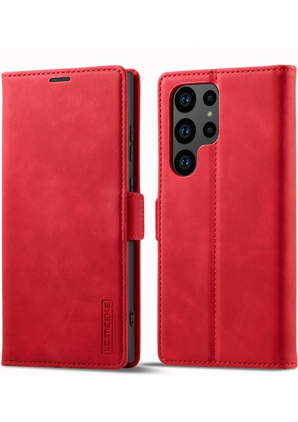 Samsung Galaxy S24 Ultra Manyetik Kapatma Mikrofiber Deri Telefon Kapağı (Yurt Dışından)