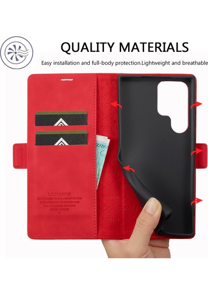 Samsung Galaxy S24 Ultra Manyetik Kapatma Mikrofiber Deri Telefon Kapağı (Yurt Dışından)