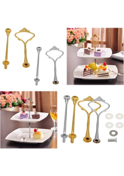 B Tarzı Taç 2 Katmanlı Kek Kek Tabağı Stand Kolu Donanım Montaj Tutucu Diy Kek Kaplama Raf Direği 2 Katmanlar #50G (Yurt Dışından) fiyatları