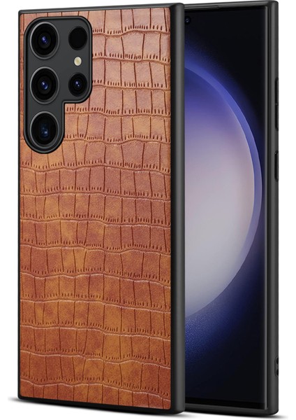 Samsung Galaxy S24 Ultra Pu+Pc+Tpu Timsah Dokulu Akıllı Telefon Kapağı (Yurt Dışından)