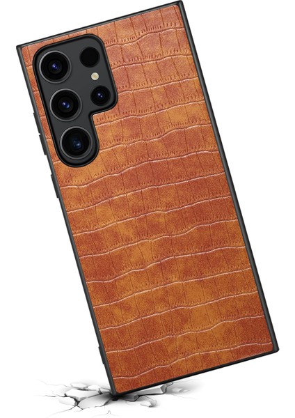 Samsung Galaxy S24 Ultra Pu+Pc+Tpu Timsah Dokulu Akıllı Telefon Kapağı (Yurt Dışından)