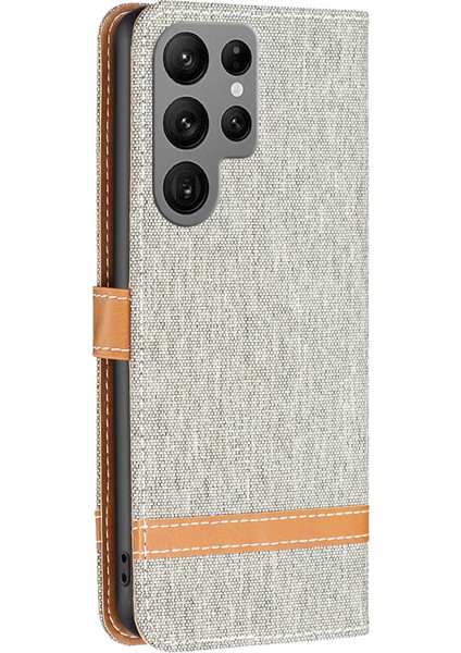 Samsung Galaxy S24 Ultra Jeans Bezi Ekleme Cüzdan Telefon Kapağı (Yurt Dışından)