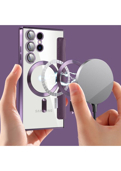 Samsung Galaxy S24 Ultra Magsafe Elektrokaplama Rfıd Engelleme Şeffaf Telefon Kapağı ile Uyumlu (Yurt Dışından) modelleri