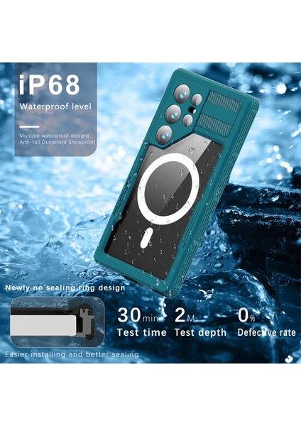 Samsung Galaxy S24 Ultra Manyetik Net Telefon Kapağı Su Geçirmez Kılıf (Yurt Dışından) modelleri