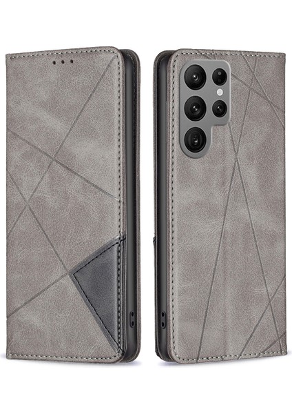 Samsung Galaxy S24 Ultra Manyetik Kapanış Pu Deri Telefon Kapağı Kart Yuvaları (Yurt Dışından)