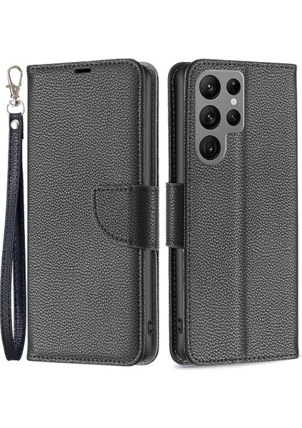 Samsung Galaxy S24 Ultra Litchi Doku Standı Pu Deri Cep Telefonu Kapağı (Yurt Dışından)