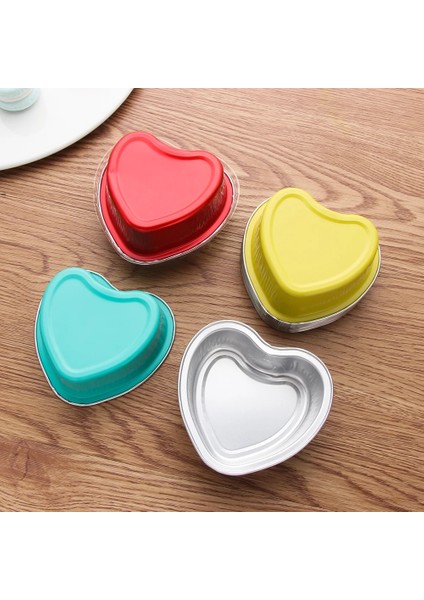 Altın Tarzı 10 Takım 100ML Alüminyum Folyo Kek Tava Kalp Şeklinde Cupcake Kapaklı Fincan Flan Pişirme Tavaları Anneler Günü Düğün Doğum Günü Için (Yurt Dışından) fırsatları