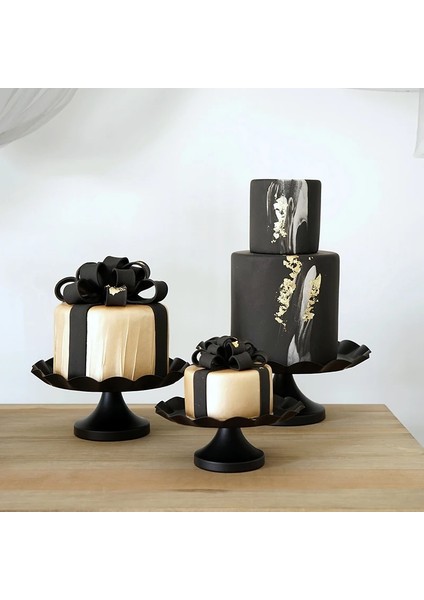 Cupcake Tepsisi B Stili Sıcak Doğum Günü Partisi Düğün Dekor Siyah Kek Standı Kek Tepsisi Dalga Kenar Kek Araçları Ev Dekorasyonu Tatlı Masa Parti Malzemeleri (Yurt Dışından) fırsatları