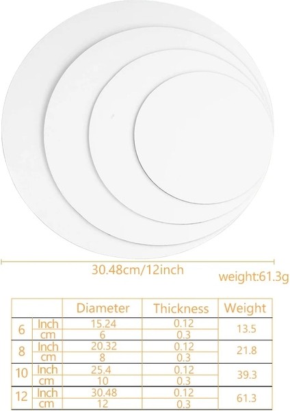 8 Inç 5 Adet Tarzı 5'li Set Goldwhite Kek Panosu Inchesround Kek Alt Panosu Ince Karton Çemberler Kek Dekorasyon Malzemeleri (Yurt Dışından) indirimleri
