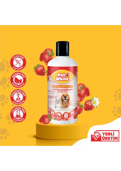 Pet White Kedi Köpek Evcil Hayvan Şampuanı Çilek Kokulu 500 ml