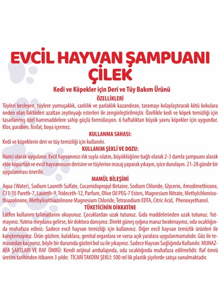 Pet White Kedi Köpek Evcil Hayvan Şampuanı Çilek Kokulu 500 ml