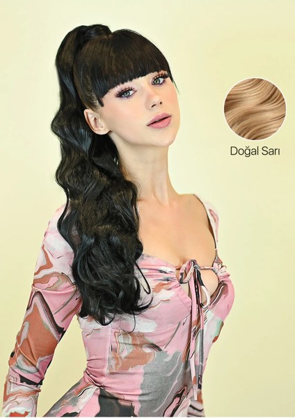 55 cm Fiber Dalgalı Doğal Sarı At Kuyruğu