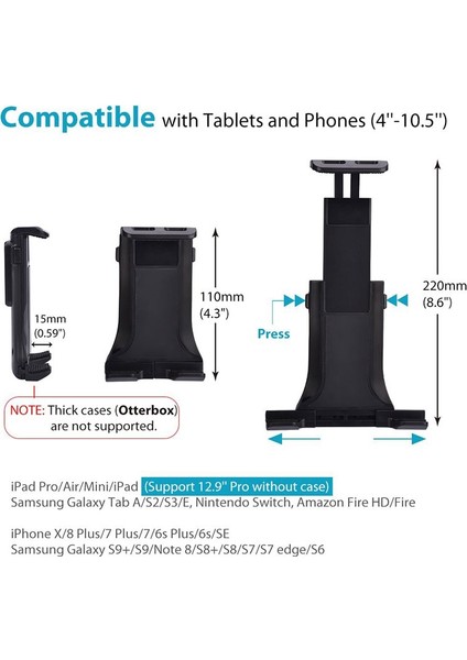 Siyah Stil 360 Evrensel Inç Araba Hava Firar Telefon Tablet Standı iPhone Için Arabada Araba Tablet Tutacağı Için Uygun iPad Mini (Yurt Dışından) fırsatları