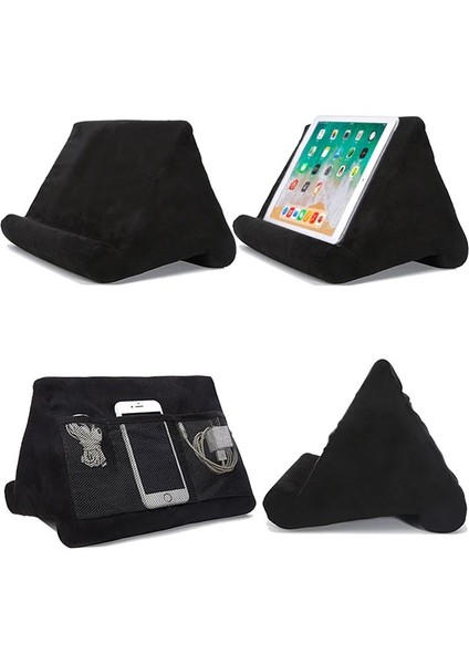 Siyah Stil Çok Işlevli Yastık Tablet Telefon iPad Dizüstü Bilgisayar Cep Telefonu Standı Esnek Cep Telefonu Tutucu Destek Yatağı Tablet Montaj Braketi Kitap (Yurt Dışından)
