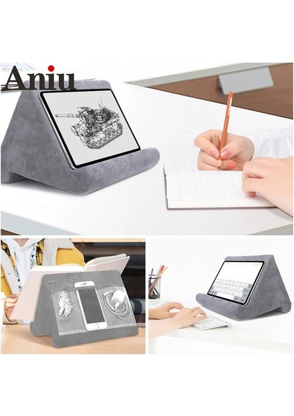 Siyah Stil Çok Işlevli Yastık Tablet Telefon iPad Dizüstü Bilgisayar Cep Telefonu Standı Esnek Cep Telefonu Tutucu Destek Yatağı Tablet Montaj Braketi Kitap (Yurt Dışından) indirimleri