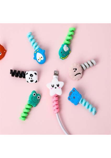 Karikatür Spiral USB Koruyucu Şarj Kablosu Silikon Bobin Sarıcı Cep Telefonu Spoelopwinder Mobiele Telefoon Accessoires (Yurt Dışından)