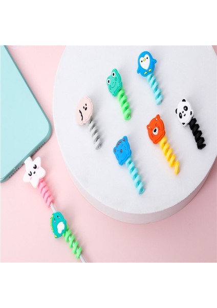 Karikatür Spiral USB Koruyucu Şarj Kablosu Silikon Bobin Sarıcı Cep Telefonu Spoelopwinder Mobiele Telefoon Accessoires (Yurt Dışından)