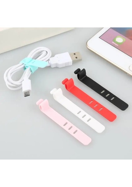 Pembe Stil Çok Amaçlı Masaüstü Telefon Kablosu Sarıcı Kulaklık Klipsi Şarj Cihazı Organizatör Yönetim Tel Kordon Sabitleyici Silikon Tutucu (Yurt Dışından)