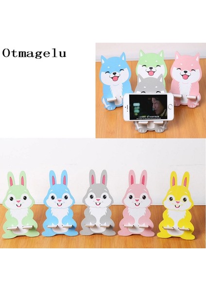 Sincap-Rastgele Stil 1 Adet Ahşap Taşınabilir Tablet Telefon Standı Çıkarılabilir Tutucu Sevimli Hayvan Tavşan Yavru Ayı iPad Için Masaüstü Desteği iPhone X8 7 Sony (Yurt Dışından)