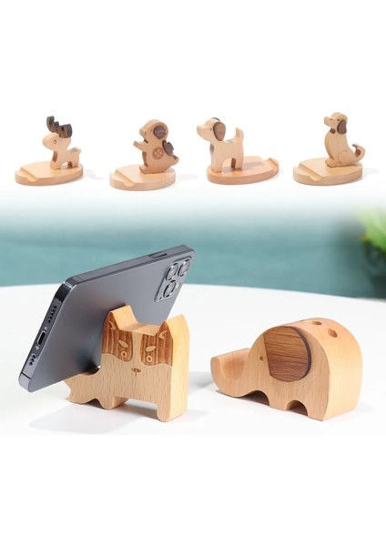No.5 Tarzı Masif Ahşap Hayvan Cep Telefonu Tutucu Araba Ev Montaj Braketi Mobil Masa Standı Dizüstü Bilgisayar Anahtarı Geyik Köpek Ld Fil (Yurt Dışından) modelleri