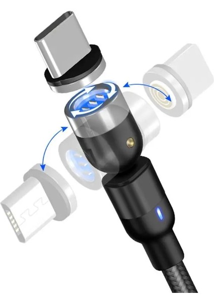 Mikro USB Stili Kablo Düzenleyici ° Döndürme Manyetik Kafa Saklama Kutusu Micro-Usb Type-C Için USB Kablo Fişi Silikon Depolama Cihazı 39XD (Yurt Dışından)