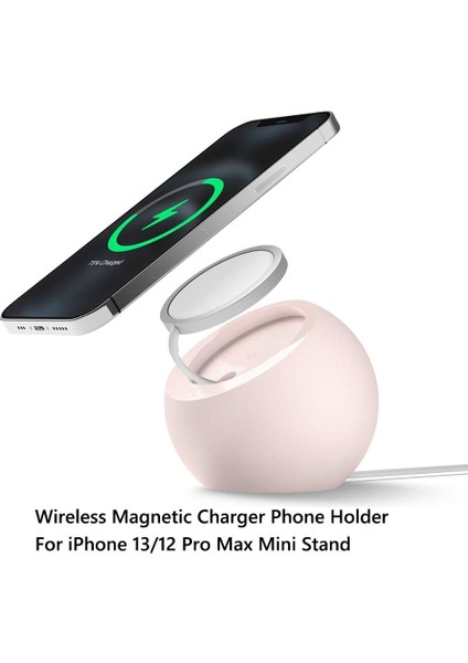 Pembe Tarzı Magsafe Için iPhone Pro Max Mlicone Top Şekli Şarj Dock Istasyonu Tabanı Için Manyetik Kablosuz Şarj Standı Tutucu (Yurt Dışından)