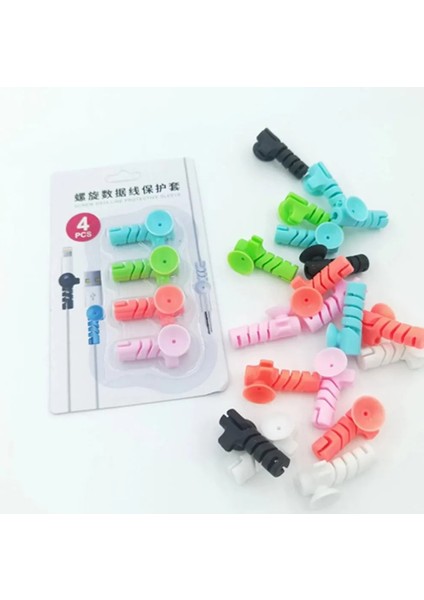 4 Adet Mini Vantuz Kablo Koruyucu Kapak Tel Organizatör Telefon Aksesuarları iPhone USB Kablo Tutucu Şarj Için Anti-Break (Yurt Dışından)