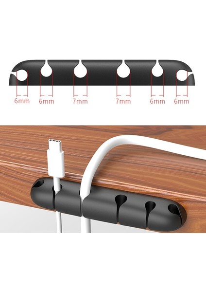 Beyaz 3 Delik Stili 4 Adet Masaüstü Çift Taraflı Gözenekli Izlenmeyen Kablo Tutucu Tel Kordon Koruyucu Silikon USB Kablosu Tel Organizatör Yönetim Kelepçesi (Yurt Dışından)