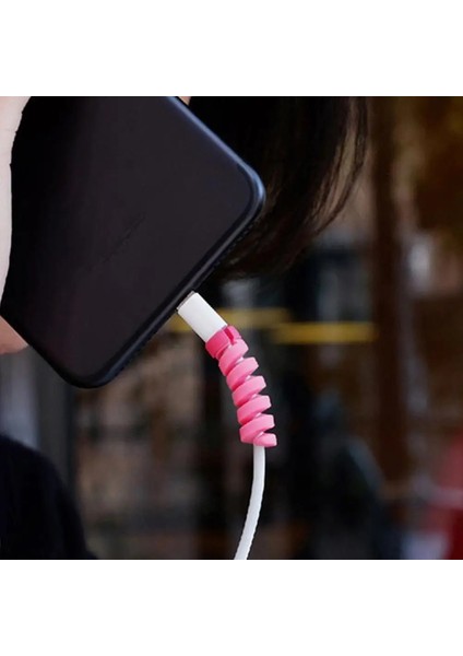 Gri Tarzı Spiral Koruyucu Koruyucu Kapak iPhone Android Için Mükemmel ve Dayanıklı Silikon Işlemi USB Kablosu Kablosu Koruyucu Kılıf (Yurt Dışından)