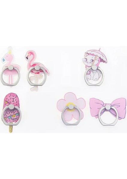 Rastgele Stil 2019 Yeni Akrilik Karikatür Kalmak Sevimli Parmak Yüzük Flamingo Kedi Dondurma Cep Telefonu Zil Braketi IPhone Xs Için (Yurt Dışından) fiyatları