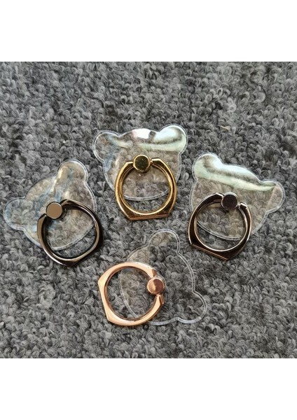 No.2 Tarzı Şeffaf Kristal Cep Telefonu Yüzük Tokası 360 Metal Yüzük Cep Telefonu Braketi Yaratıcı Şeffaf Yüzük Braketi Tembel Destek (Yurt Dışından)
