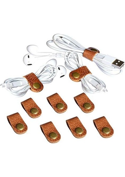 10 Adet Açık Kahverengi Tarzı Kordon Koruyucu Kablo Düzenleyici USB Tutucu Kablo Yönetimi Sarma Kulaklık Kulaklık Sarıcı Minik Deri Hediyeler Gadget'ı (Yurt Dışından)
