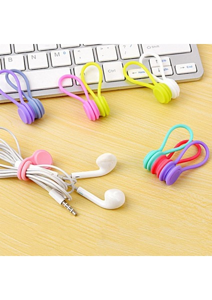Kombinasyon 4 Tarzı 3 Adet Manyetik Silikon Kulaklık Kablosu Sarıcı Kablo Tutucu Çok Işlevli Ofis Ev Kulaklık USB Kablosu Tel Organizatör Erişim (Yurt Dışından)