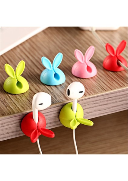 2 Adet Rastgele Stil Sıanute Tavşan USB Kablo Bağları Düzenleyici Tel Kordon Sabitleyici Klip Kulaklık Kablo Sarıcı Bobin Kelepçesi Koruyucu (Yurt Dışından)