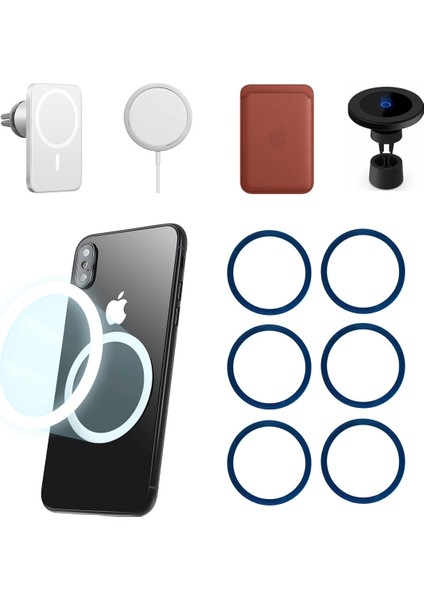 51X61MM-4 Adet Tarzı Evrensel Magsafe Araç Şarj Cihazı Telefon Tutacağı Yuvarlak Metal Demir Yüzük Magsafe Cüzdan Etiketi Manyetik Kablosuz Şarj Cihazı Standı (Yurt Dışından) fiyatları