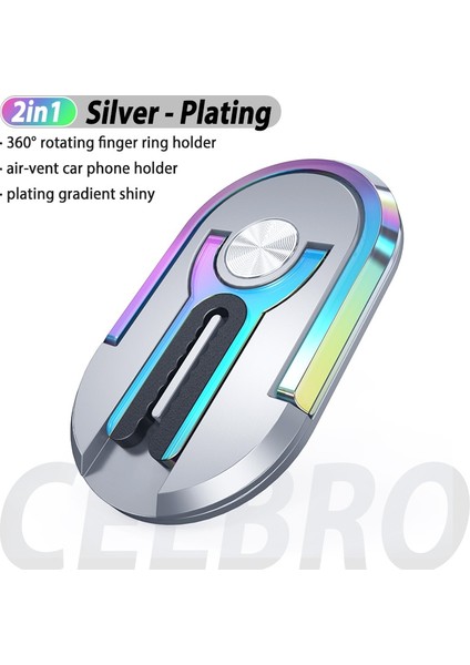 2'si 1 Arada Renk Gümüş Stili 2 In 1 Evrensel Çok Amaçlı Cep Telefonu Braketi Tutucu Standı 360 Derece Parmak Yüzük Araç Telefonu Montaj Standı iPhone Için Hava Firar (Yurt Dışından)