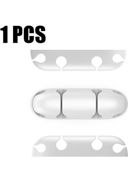 Beyaz 4 Delikli Stil 4 Adet Masaüstü Çift Taraflı Gözenekli Izlenmeyen Kablo Tutucu Tel Kordon Koruyucu Silikon USB Kablosu Tel Organizatör Yönetim Kelepçesi (Yurt Dışından)