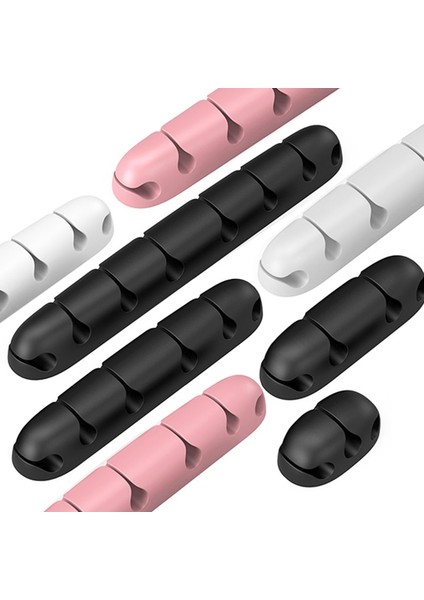 Beyaz 4 Delikli Stil 4 Adet Masaüstü Çift Taraflı Gözenekli Izlenmeyen Kablo Tutucu Tel Kordon Koruyucu Silikon USB Kablosu Tel Organizatör Yönetim Kelepçesi (Yurt Dışından)