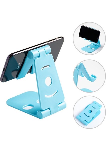 Açık Mavi Stil Taşınabilir Mini Cep Telefonu Tutucu Katlanabilir Masa Standı Tutucu iPhone Android Telefon Için 4 Derece Ayarlanabilir Evrensel (Yurt Dışından)