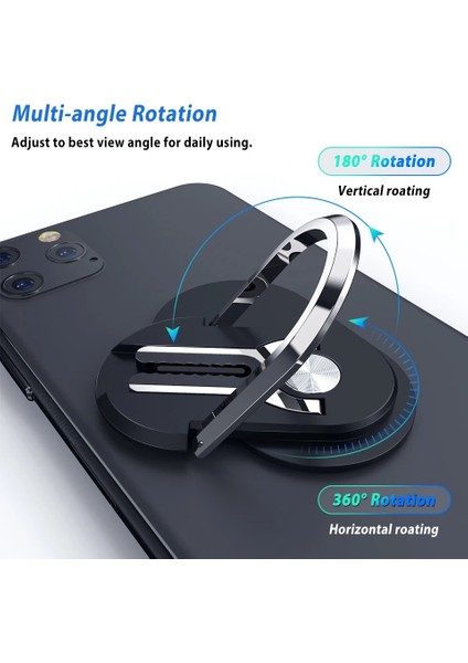 2'si 1 Arada Renk Mavi Stili 2 In 1 Evrensel Çok Amaçlı Cep Telefonu Braketi Tutucu Standı 360 Derece Parmak Yüzük Araç Telefonu Montaj Standı iPhone Için Hava Firar (Yurt Dışından)