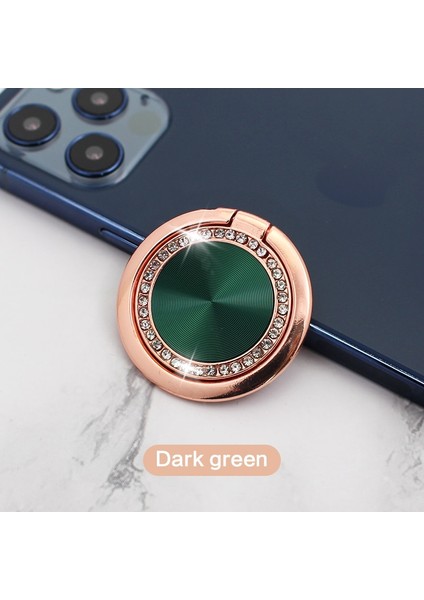 Koyu Yeşil Stil Lüks 360 Derece Dönebilen Telefon Tutucu Parmak Yüzük Akıllı Telefon Mıknatıs Metal Dönebilen Soket Manyetik Akıllı Telefon Standı (Yurt Dışından)