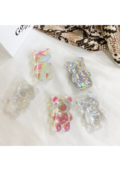 Renkli Lazer Ayı Stili Kore Aurora Lazer Ayı Cep Telefonu Tutucu iPhone 13 Için Grip Tok Braketi Katlanabilir Griptok Katlanabilir Katlanır Parmak Standı (Yurt Dışından) modelleri