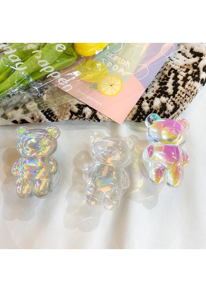 Renkli Lazer Ayı Stili Kore Aurora Lazer Ayı Cep Telefonu Tutucu iPhone 13 Için Grip Tok Braketi Katlanabilir Griptok Katlanabilir Katlanır Parmak Standı (Yurt Dışından) fırsatları