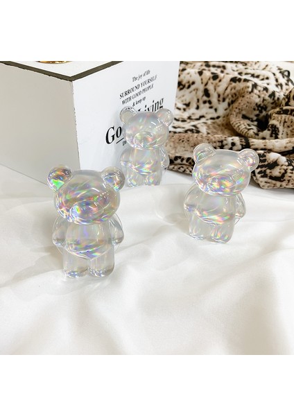 Renkli Lazer Ayı Stili Kore Aurora Lazer Ayı Cep Telefonu Tutucu iPhone 13 Için Grip Tok Braketi Katlanabilir Griptok Katlanabilir Katlanır Parmak Standı (Yurt Dışından) indirimleri