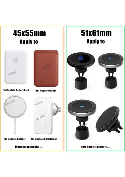 51X61MM-2 Adet Tarzı Evrensel Magsafe Araç Şarj Cihazı Telefon Tutacağı Yuvarlak Metal Demir Yüzük Magsafe Cüzdan Etiketi Manyetik Kablosuz Şarj Cihazı Standı (Yurt Dışından) modelleri