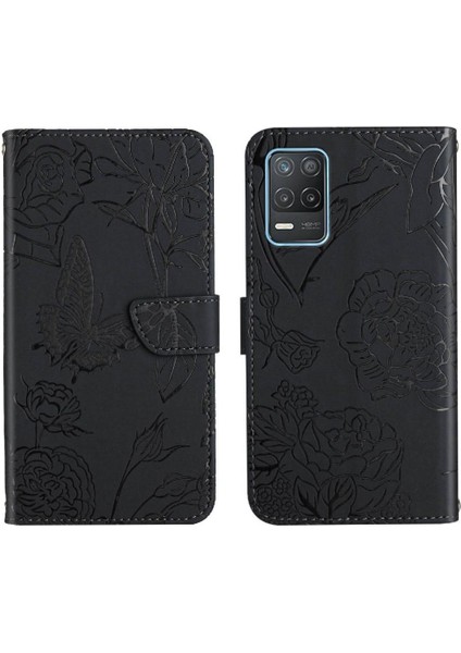 Bilek Kayışı Anti-Damla Koruma Pu Deri Flip ile Realme 8 5g Için Kılıf (Yurt Dışından)