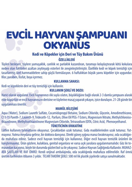 Pet White Kedi Köpek Evcil Hayvan Şampuanı Okyanus Kokulu 500 ml